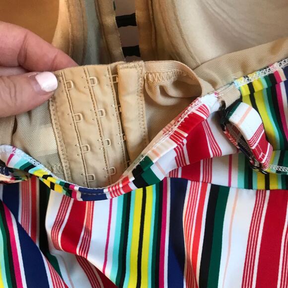 Lane Bryant Cacique Swim Tankini Top 46DD Full Bra EUC Stripe Beach Underwire - Picture 6 of 11